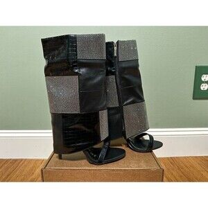 Cape Robbin Mosaic Rhinestone Open Toe Skinny High Heels Size 9 MSRP $90